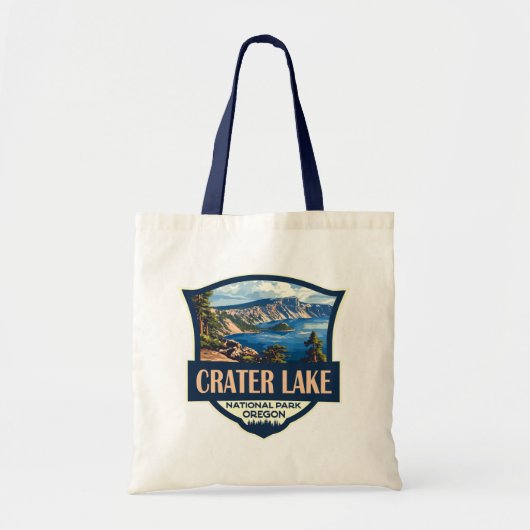 Crater Lake National Park Illustratie Retro Badge Tote Bag (Voorkant)