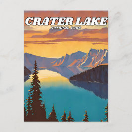 Crater Lake National Park illustratie retro Briefkaart