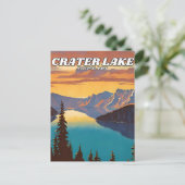 Crater Lake National Park illustratie retro Briefkaart (Staand voorkant)