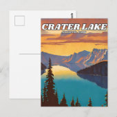 Crater Lake National Park illustratie retro Briefkaart (Voorkant / Achterkant)