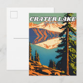 Crater Lake National Park illustratie retro Decor Briefkaart (Voorkant / Achterkant)