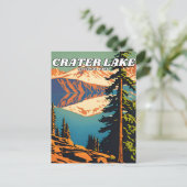 Crater Lake National Park illustratie retro Decor Briefkaart (Staand voorkant)