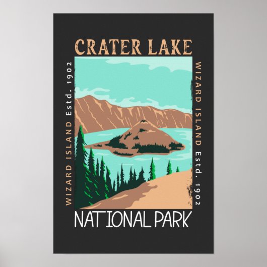 Crater Lake National Park Oregon Retro Vervallen Poster (Voorkant)