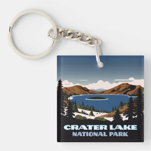 Crater Lake National Park Oregon Sneeuw Sleutelhanger (Voorkant)