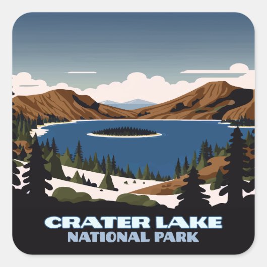 Crater Lake National Park Oregon  Vierkante Sticker (Voorkant)