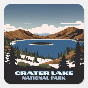 Crater Lake National Park Oregon  Vierkante Sticker