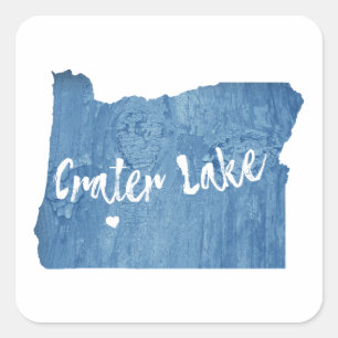 Crater Lake National Park Oregon Wood Grain Vierkante Sticker