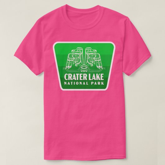 Crater Lake National Park Retro Bird Badge Groen T-shirt (Design voorkant)