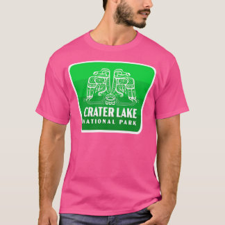 Crater Lake National Park Retro Bird Badge Groen T-shirt