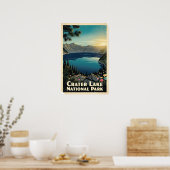 Crater Lake National Park Retro Poster (Keuken)