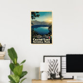 Crater Lake National Park Retro Poster (Thuiskantoor)