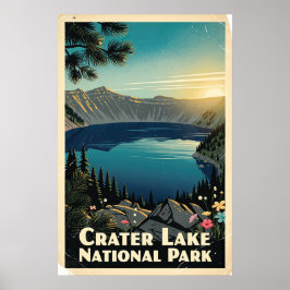 Crater Lake National Park Retro Poster