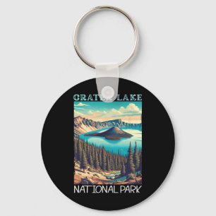 Crater Lake National Park Retro Wandelen Kamperen Sleutelhanger