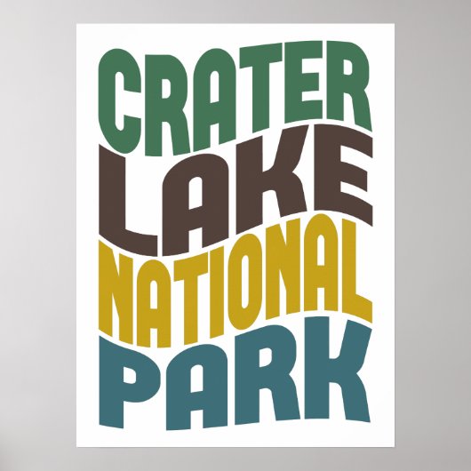 Crater Lake National Park Retro Wave Poster (Voorkant)