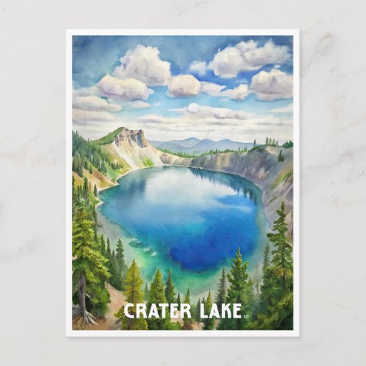 Crater Lake National Park Waterverf schilderij Briefkaart (Voorkant)