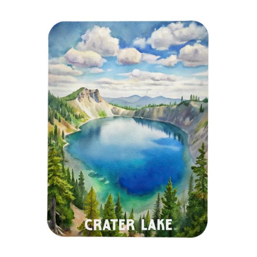 Crater Lake National Park Waterverf schilderij Magneet (Verticaal)
