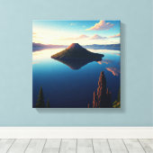 Crater Lake Oregon Canvas Afdruk (Insitu (Houten vloer))