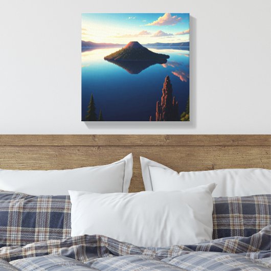 Crater Lake Oregon Canvas Afdruk (Insitu (Slaapkamer))