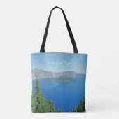 Crater Lake Oregon Casual typografie Foto Tote Bag (Achterkant)