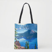 Crater Lake Oregon  kunst reisillustratie Tote Bag (Voorkant)
