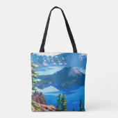 Crater Lake Oregon  kunst reisillustratie Tote Bag (Achterkant)