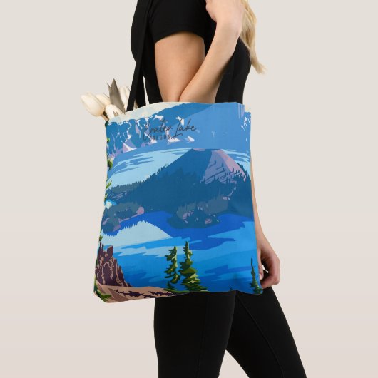 Crater Lake Oregon  kunst reisillustratie Tote Bag (Dichtbij)
