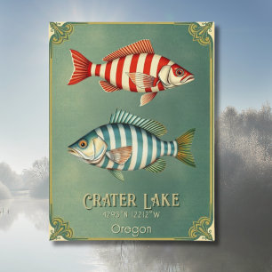 Crater Lake, Oregon nautische vis Briefkaart