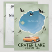 Crater Lake Oregon Reis kaart poster (Voorkant / Achterkant)