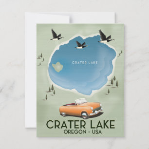 Crater Lake Oregon Reis kaart poster