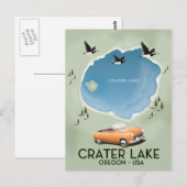 Crater Lake Oregon Reis kaart poster (Voorkant / Achterkant)