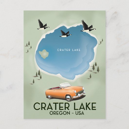 Crater Lake Oregon Reis kaart poster (Voorkant)