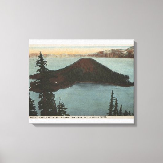 Crater Lake, Oregon - Wizard Island Uitzicht #1 Canvas Afdruk (Voorkant)