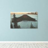 Crater Lake, Oregon - Wizard Island Uitzicht #1 Canvas Afdruk (Insitu (Houten vloer))