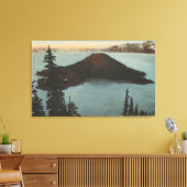 Crater Lake, Oregon - Wizard Island Uitzicht #1 Canvas Afdruk (Insitu (Woonkamer))