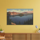 Crater Lake, Oregon - Wizard Island Uitzicht #2 Canvas Afdruk (Insitu (Woonkamer))
