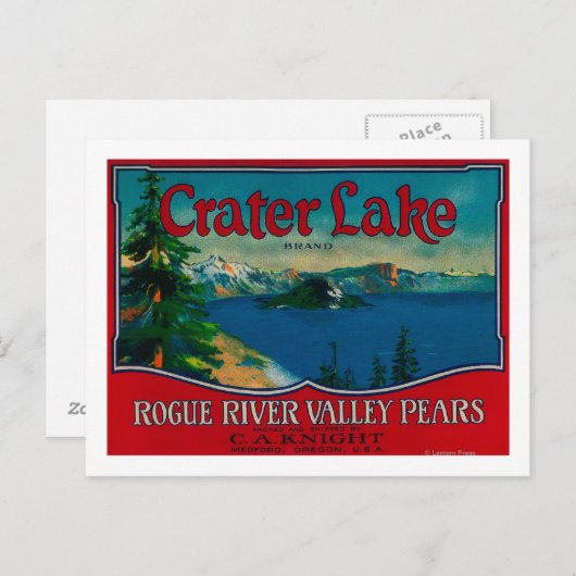 Crater Lake Pear Crate LabelMedford, OF Briefkaart (Voorkant / Achterkant)