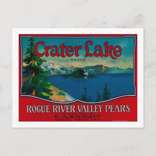 Crater Lake Pear Crate LabelMedford, OF Briefkaart (Voorkant)