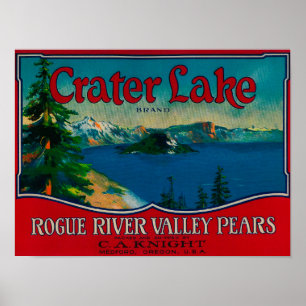 Crater Lake Pear Crate LabelMedford, OF Poster