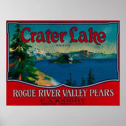 Crater Lake Pear Crate LabelMedford, OF Poster (Voorkant)