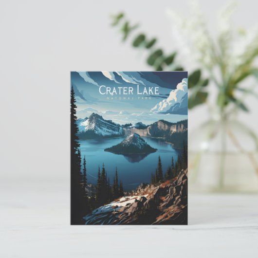 Crater Lakes Majestic Island Uitzicht Briefkaart (Staand voorkant)