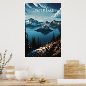 Crater Lakes Majestic Island Uitzicht Poster (Keuken)