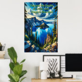 Crater Lakes Serene Morning Poster (Thuiskantoor)