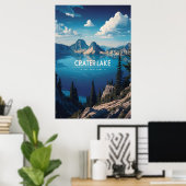 Crater Lakes Tranquil Blue Poster (Thuiskantoor)