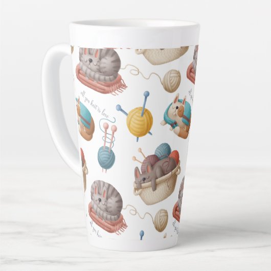 Craty Cat Lovers Knitting Latte Mok (Linkerhoek)