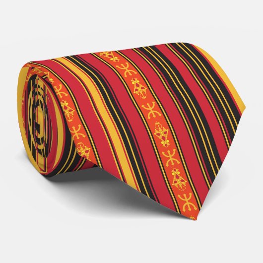 CRAVATE MOTIF KABYLE AMAZIGH SYMBOLE DE BERBERBERB STROPDAS (Opgerold)