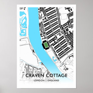 Craven Cottage Stadium kaart - Thuis van Fulham FC Poster