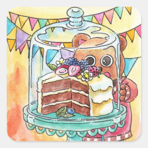 Craving for Cake Vierkante Sticker