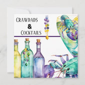 Crawdads Cocktails en Mardi Gras Party Kaart (Voorkant)
