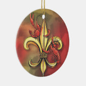 Crawfish & Alligator Fleur de Lis Keramisch Ornament (Rechts)