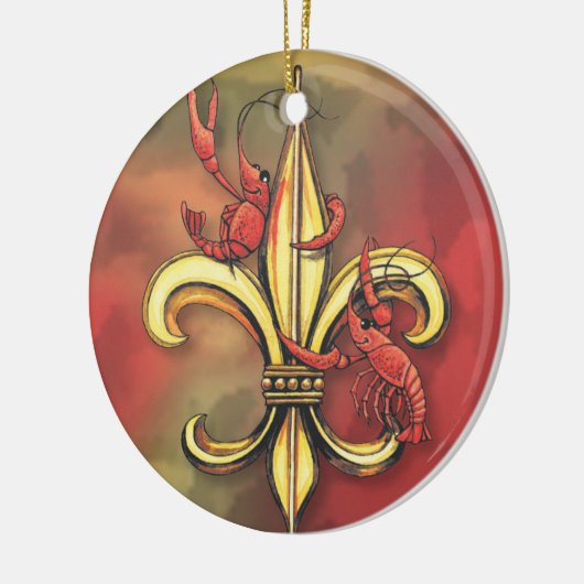 Crawfish & Alligator Fleur de Lis Keramisch Ornament (Links)
